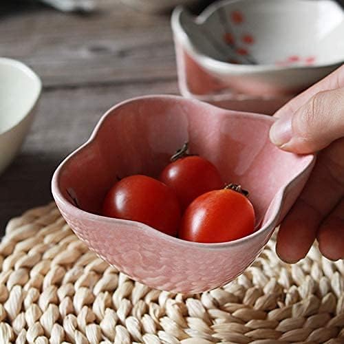 Ceramic Flower Shaped Sauce Dish Sushi Dipping Bowl Appetizer Plates Porcelain Serving Dish Seasoning Dishes,Plum blossom Set of 4 (Light-White-Flower)