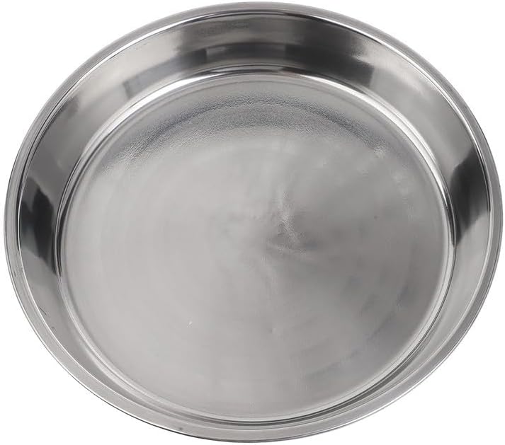 Stainless Steel Round Cake Plate, Rust-Proof Flat Serving Tray for Desserts and Pastries, Silver Non-Tip Baking Dish(28cm)