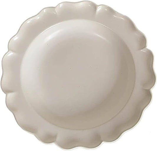 SONGCHAO Party Supplies Retro Ceramic Plate With Lace Plate Home Breakfast Plate Dessert Plate Fruit Salad Plate Pasta Plate Deep Plate Party Plates (Color : B)