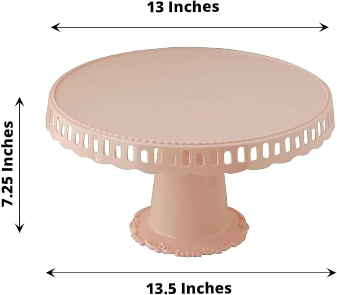 Efavormart 4 Pack | 13" Blush/Rose Gold Round Pedestal Footed Reusable Plastic Cupcake Stands with Interchangeable Ribbon Trim Edge