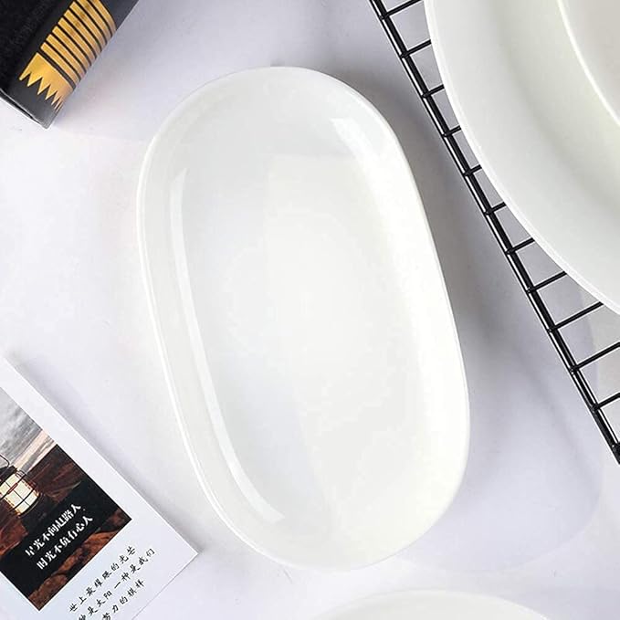 Pure White Porcelain Dinnerware Set Tableware Set Stoneware Dish Dinner Plates Dinner Set Dinner Service for1/2/4/10/16 People,80 PCS (White 8 PCS(1 Set))