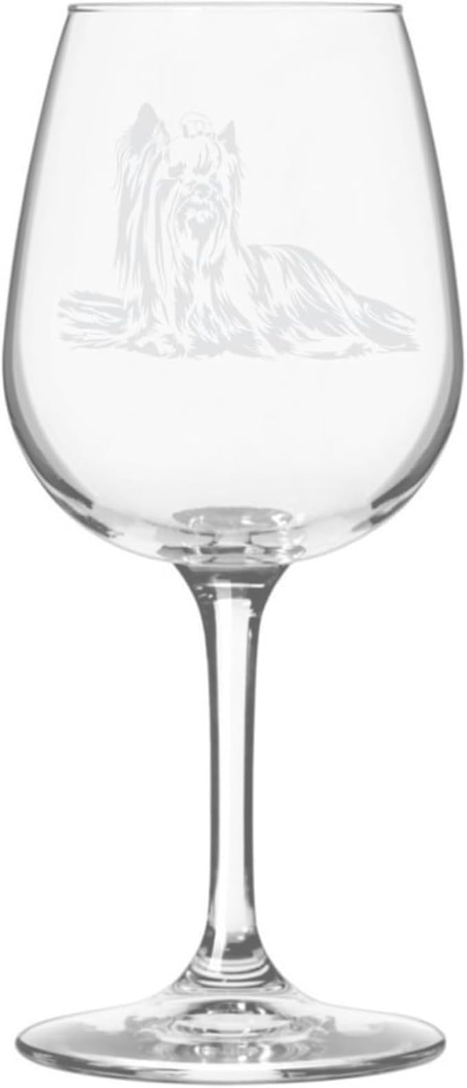 Etched Laser Art Personalized Dog Themed Etched Wine Glass - Custom Dog Breed Wine Glasses, Ideal for Pet Lovers, Unique Birthday Gift for Men & Women, Personalized Gift - Yorkshire Terrier, 12.75 oz
