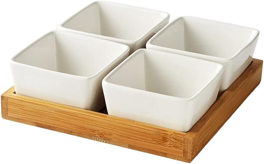 Dipping Sauce Dish Dipping Bowl Appetizer Plates Ceramic Sauce Dish Dessert Plate Square Shape Fruit Plate with Tray Porcelain Cake or Candy Plate Dip/Dipping Bowls Dipping Sauce Bowls/Dishes