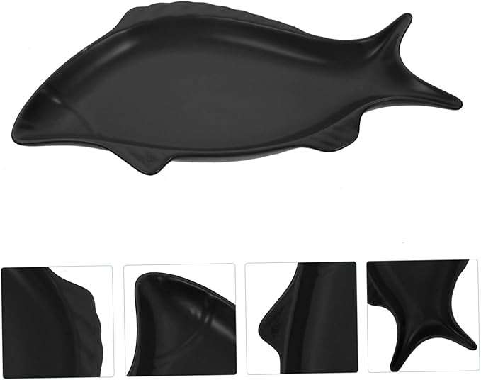 Homoyoyo Ceramic Fish Shaped Plate Set - 14 Inch Decorative Snack and Serving Dish for Home and Restaurants - for Cakes Appetizers and Utensil Display Unique Nut Tray Design