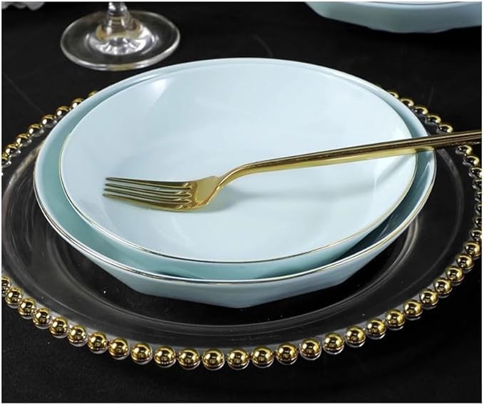 SONGCHAO Party Supplies Creative Phnom Penh Celadon Plate Dish Plate Household Ceramic Plate Set Nordic Dinner Plate Party Plates (Size : Large)