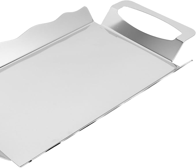 STOBAZA Stainless Steel Serving Tray with Handles, Medium Rectangle Platter 28x15.3cm, Silver Chrome Plated Snack and Dessert Buffet Tray for Party, Tea, Wedding, Food Presentation