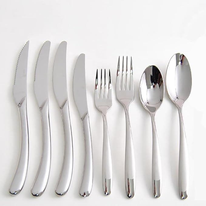 TWEE 48 Piece Silverware Set Service for 8 Stainless Steel Flatware Serving Set Cutlery Set Forks Spoons and Knives Set Tableware Set (Including Steak Knives) Utensil Sets Dishwasher Safe