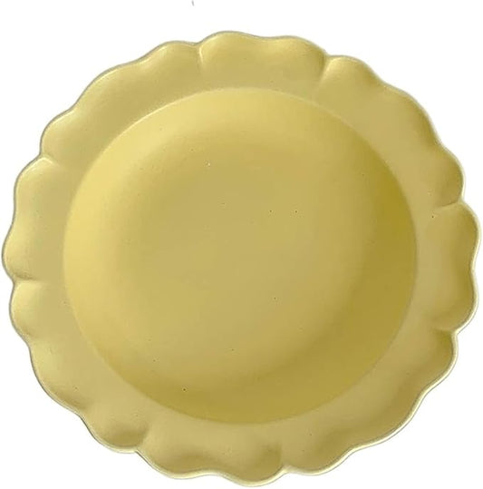 SONGCHAO Party Supplies Retro Ceramic Plate With Lace Plate Home Breakfast Plate Dessert Plate Fruit Salad Plate Pasta Plate Deep Plate Party Plates (Color : A)