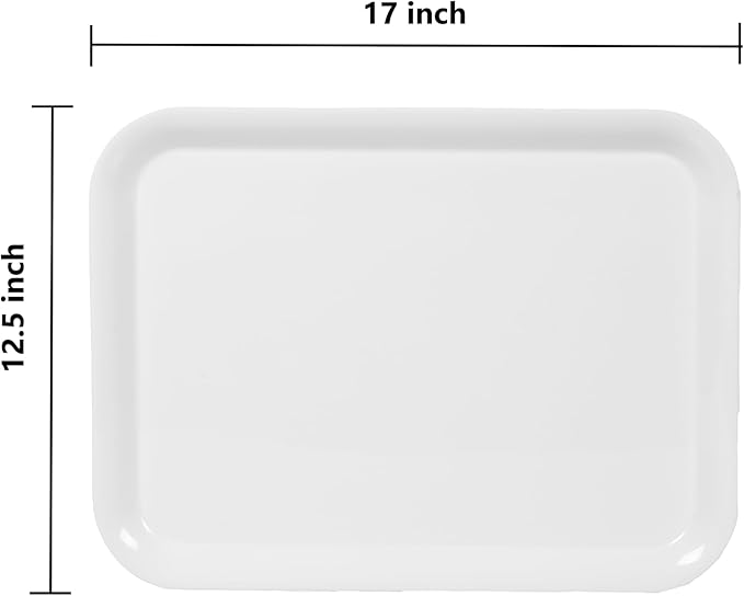 Blue Boat 17" x 12.5" Rectangular Serving Trays Set of 2 White, Melamine Serving Platter, Light Weight Easy to Clean Sturdy Stackable BPA-Free Dishwasher Safe