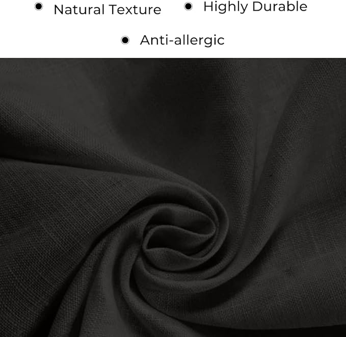 D'Moksha Homes Linen Black Table Runner 48 Inches - 100% Pure Linen Small Table Runner 14 x 48 Inch for Coffee Tables, Dresser, Winter, Christmas, Holiday, New Year - Machine Washable