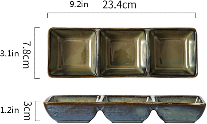 Seasoning Plate 5.2 x 2.6 Inch Two Piece Stackable Ceramic Serving Tray. Set of 2 Decorative Ceramic Appetizer Trays Snack Soy Sauce Dessert Plates Ceramic Sauce Plates (Color