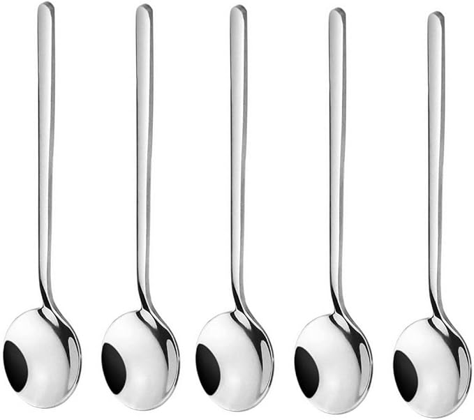 10 Pack Espresso spoons 18/10 Stainless Steel Teaspoons Set for Coffee Sugar Dessert Cake Ice Cream Soup Antipasto Cappuccino, 5.3 Inch Silver