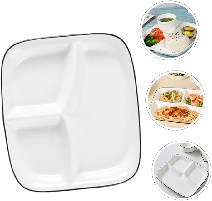Ciieeo Diet Plate Compartment Square Dinner Plates Ceramic Serving Tray Party Breakfast