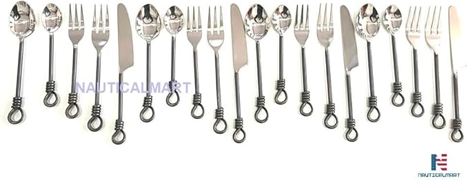 Twist and Shout Stainless Steel Flatware Set Service for Persion Modern Silverware Utensils Set Kitchen Restaurant, Wedding, Party Dinnerware Accessories (5 Set)