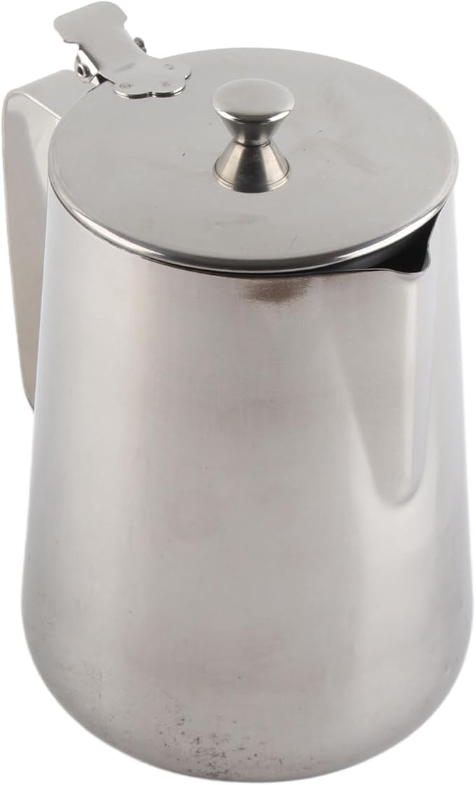 Stainless Steel Milk Frothing Pitcher, Coffee Cup Mug Milk Jug, Ergonomic Handle Spout Lid, for Home Cafe Restaurant Hotel Use (600ml)