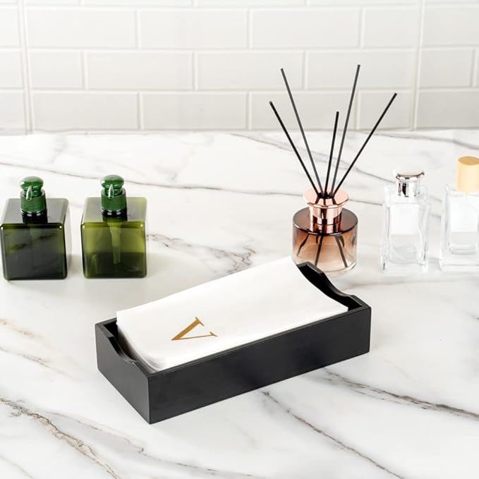 Luxenap 15.8 X 7.9 Inch Linen-Feel Guest Towels, 2000 Lettered Hand Towels - Gold Letter 'V', Sans Serif Font, White Paper Dinner Napkins, airlaid, For Restrooms And Tables