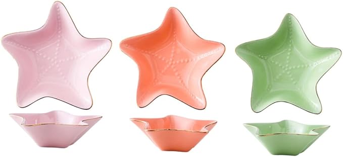 Zerodeko 3pcs Ceramic Seasoning Dishes for Appetizers Kitchen Spice Storage Non- Plates for Home Parties Bbq and Outdoor Use Color Random