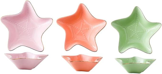 Zerodeko 3pcs Ceramic Seasoning Dishes for Appetizers Kitchen Spice Storage Non- Plates for Home Parties Bbq and Outdoor Use Color Random
