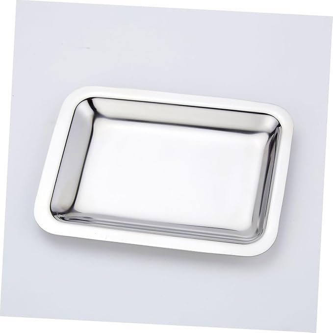 GLEAVI 304 Stainless Steel Snack Dish Thickened Rectangular Serving Tray for Hotel Towels Baking and Fruit Platter Sturdy Kitchen Organizer