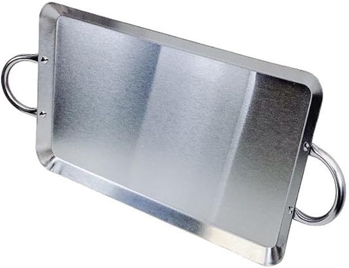 11-1/2" x 19" Stainless Steel Rectangular Serving Platter – Ottoman Tray with Handles for Kitchen, Parties & Decorative Display