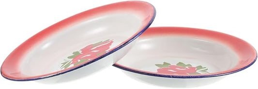 GLEAVI 2pcs Vintage Floral Ceramic Plates Thick Antique Appetizer Holders Decorative Food Trays for Entertaining and Home Décor