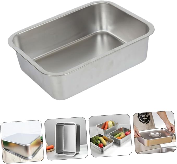 1Pc Stainless Steel Food Storage Tray Serving Plate for Vegetables Kitchen Utensil for Home Use Easy to Clean Dinnerware Suitable for Open Flames Induction