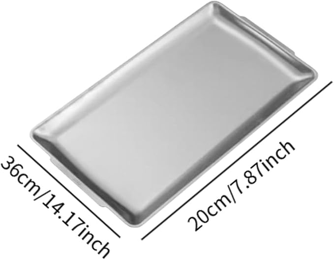 Metal Serving Tray for Food and Snacks, Rectangle Organizer for Dining, 36cmx20cm