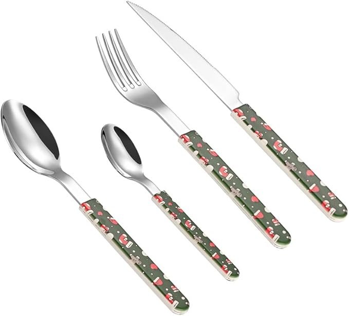 Stainless Steel Flatware serving set,Home Kitchen Eating Tableware Set,Dishwasher Safe,For Home Kitchen Restaurant Hote 4/16/24 Pieces Silicone Stainless Steel 304 Cutlery, Forks And Spoons Set Christ