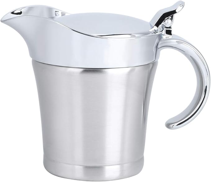 450ML Stainless Steel thermal Gravy Boat, 304 Stainless Steel Double Layer Insulation Flavor Sauce Pot Gravy Boat Serving Jug Kitchen Utensils For Tomato Sauce