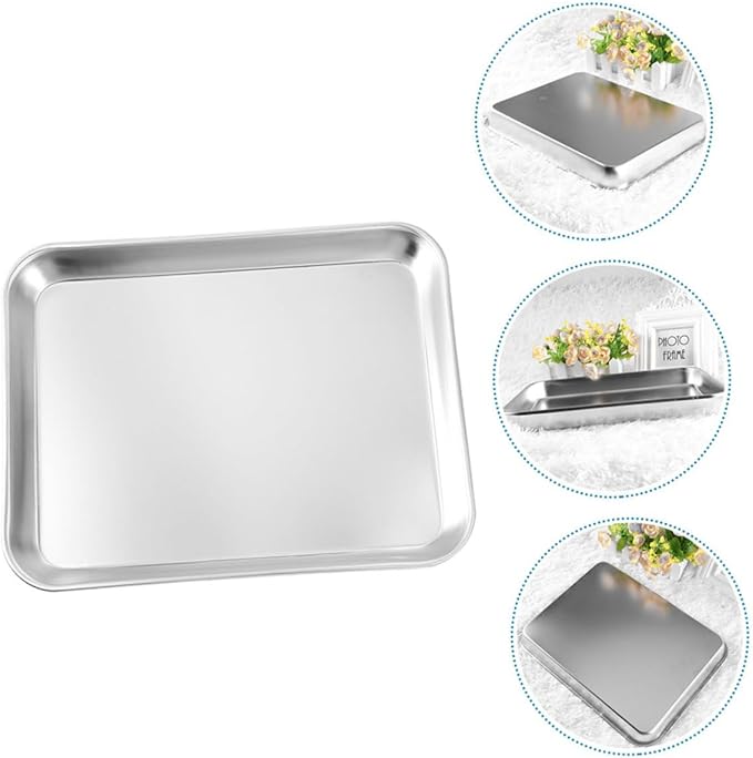 GARVALON Stainless Steel Food Plate Multi-Purpose Serving Tray for Appetizers Snacks Desserts Baking