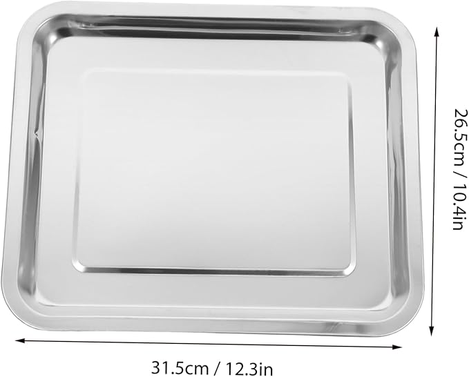 Luxshiny Rectangular Stainless Steel Tray for Serving Baking Multi Use for Desserts Dumplings Snacks Easy to Clean Design
