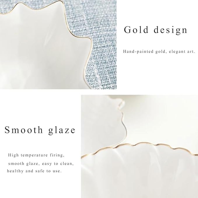 FAREWELL Dipping Bowls Ceramic Dipping Sauce Dish Leaf Shape Condiment Dish Saucer Dipping Bowl Appetizer Plate Condiment Saucer Appetizer Bowls