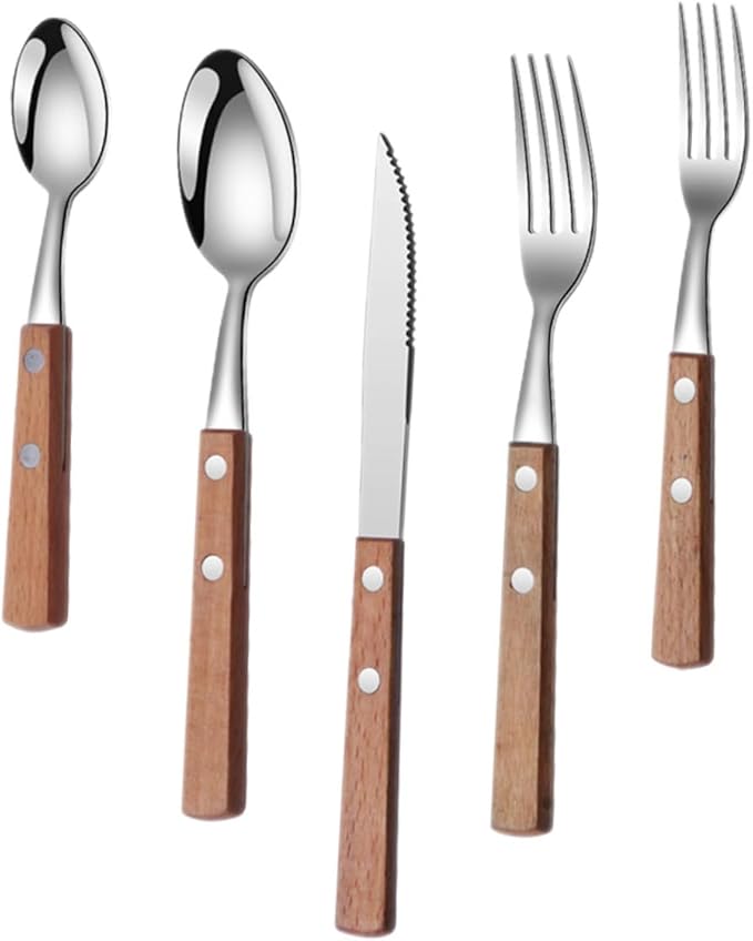 2sets Ergonomic Stainless Steel Utensil Set Serving Fork Spoon Slotted Spoon for Buffet Party Restaurant Easy Clean