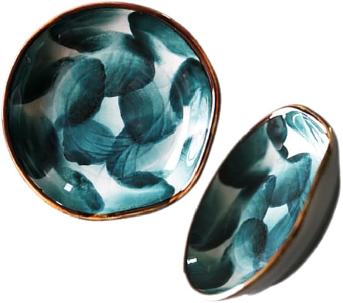STOBAZA 2pcs Hand-painted Ceramic Plates Snack Serving Bowl Boys and Girls Decorative Trays for Home Restaurant