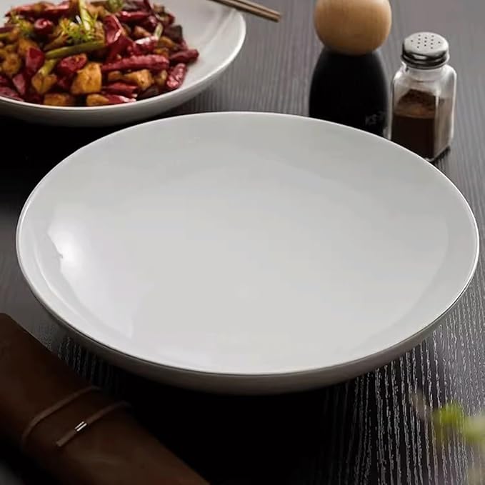 SONGCHAO Party Supplies White Ceramic Silver Edge Dinner Plate Home Salad Plate Appetizer Plate Dessert Plate Restaurant Hotel Serving Tray Party Plates (Color : 25cm)