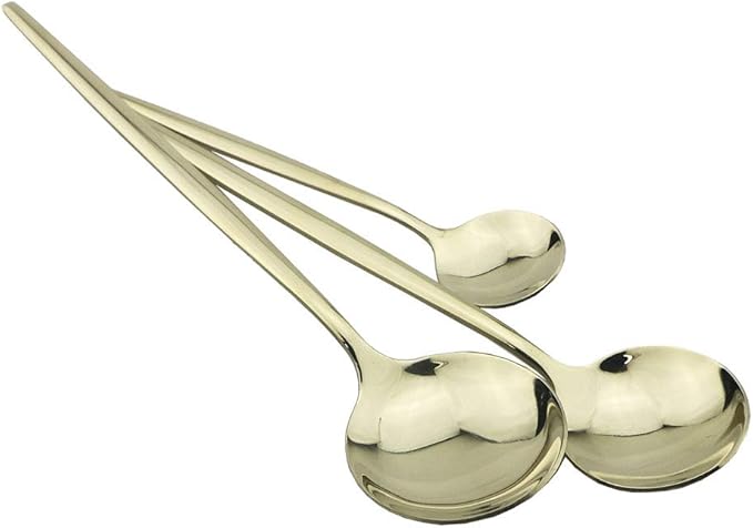 JASHII Champagne Silverware Set, 4-Piece 304 Stainless Steel Flatware Cutlery Set for 1, Mirror Finish, Ideal for Home Wedding Festival Party, Dishwasher Safe (Champagne gold)