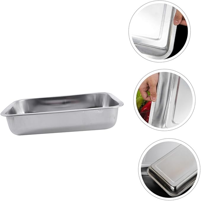 Garneck Stainless Steel Storage Tray Baking Rack Silver Trays for Serving Divided Dinner Plates Food Plate