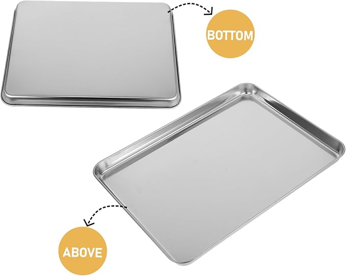 Cabilock Stainless Steel Rectangular Snack Plate Sturdy Restaurant Serving Tray Non-Slip Food Container for Banquets and Parties Dishwasher Safe for Rice Noodles and Desserts