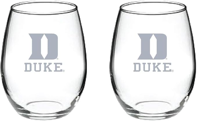 Satin Frost Logo Wine or Beverage Glass Set of 2 (Duke Blue Devils)
