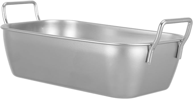 Unomor 4sets Stainless Steel Snack Containers Tray with Handle for Serving Fried Chicken Fries Snacks Easy to Clean Multi Purpose Storage Tray for Kitchen Parties 2pcs*4