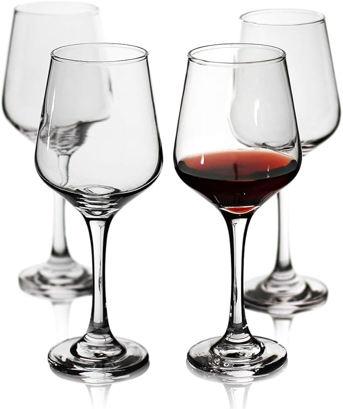 LFLYCIAL Wine Glasses Set of 4,Durable Red Wine Glasses for Bordeaux/Cabernet,Thick Resistant White Wine Glass for Housewarming,Wedding,Anniversary,15oz