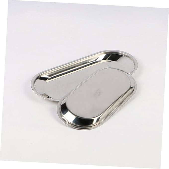 6-pc Silver Stainless Steel Food Serving Trays Lid Decorative Party Trays for Wedding Birthday Christmas