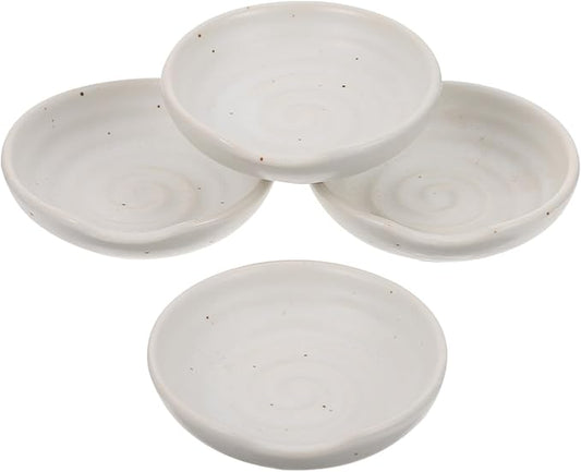 Alipis Ceramic Dipping Bowl Set with Vinegar Dish Square Appetizer Plates Seasoning Saucer for Home Use Beige Ceramic Sauce Dish for Snacks and Appetizers