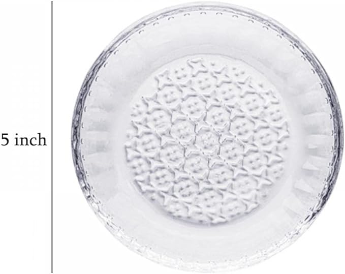 4pcs Glass Snack Plate, 5-Inch Dessert Plate, Appetizer Plate, Flower Embossed