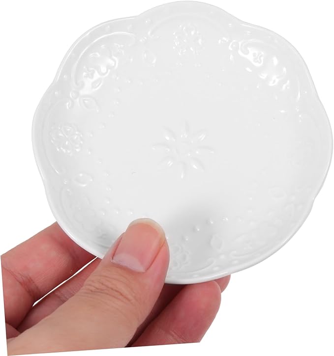 2pcs Delicate Ceramic Dipping Sauce Dish Appetizer Plates for Seasoning Charcuterie and Home Use Modern Design White Color Easy to Clean