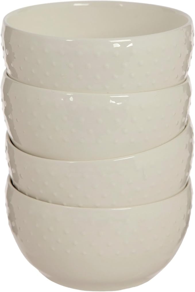 Hobby Lobby Hobnail Ceramic Dinnerware, White Glossy Finish, Set of 4 (4.5" Mini Bowl)
