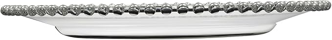 25 Pack Silver Charger Plates – Elegant Round Decorative Plates with Beaded Edge – Clear & Gold Hot-Stamped PS Platters for Weddings, Parties, Banquets – Stackable, Reusable