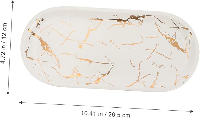3 Pcs Marble Ceramic Plate Appetizer Serving Tray Dessert Plate Ceramic Marble Tray Restaurant Sushi Plate Ceramic Fruit Plate White Dinner Party Dressing Table Cosmetic Ceramics