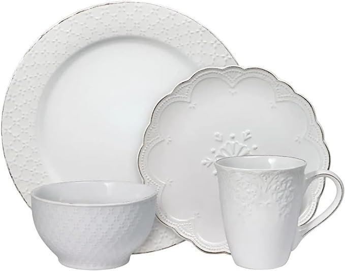 Service for 4 Ceramic Dishes to Eat 16 Piece Dinnerware Set Dinner Plate Dish Kitchen Tableware Set of Plates