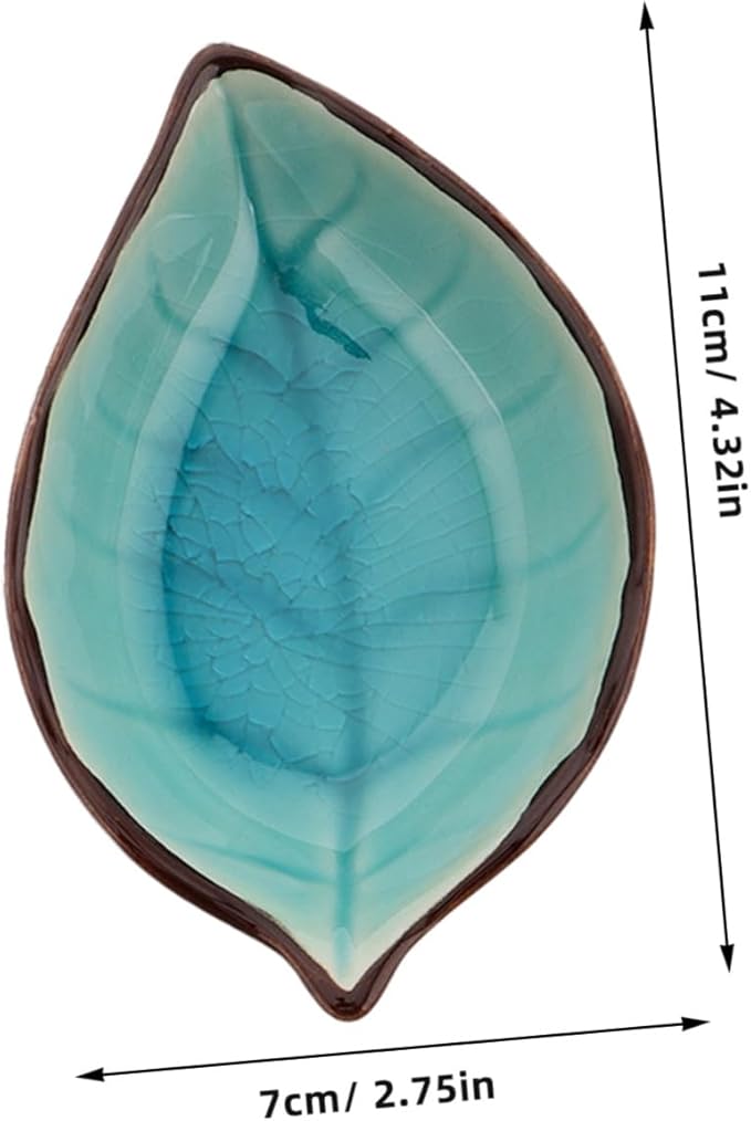 Happyyami 4pcs Leaf Shaped Ceramic Plates Snack Plates Condiment Bowls Sauce Bowls Porcelain
